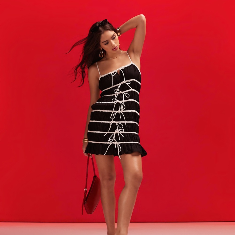 ASOS Black Mini Dress with White Rope Detail